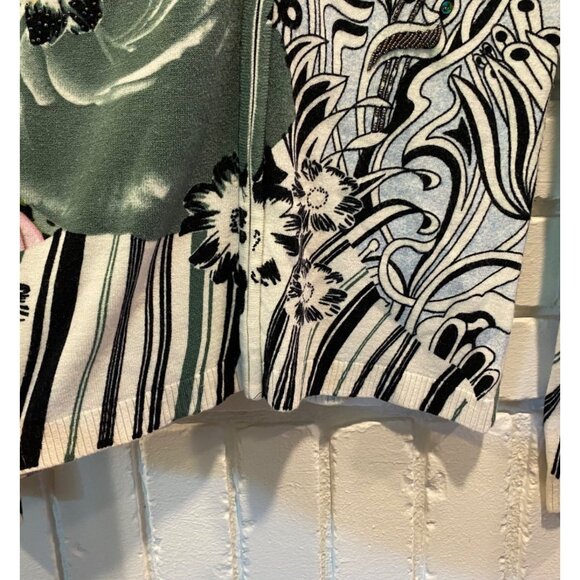 Custo Barcelona Jacket Sweater Multicolor Sz S Full Zip Art Beaded Floral Unique - Picture 11 of 16